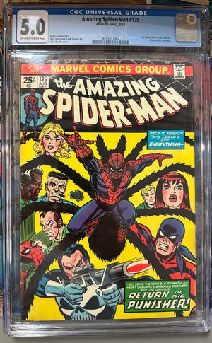 Amazing Spider-Man #135 Certified Guaranty Company (CGC) Graded 5.0 - Second Appearance of Punisher