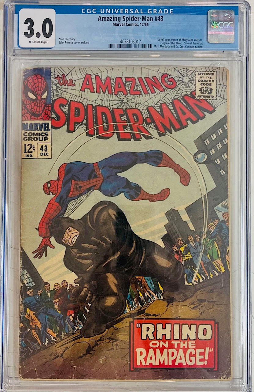 Amazing Spider-Man #43 Certified Guaranty Company (CGC) Graded 3.0 - Mary Jane Watson 1st full Appearance