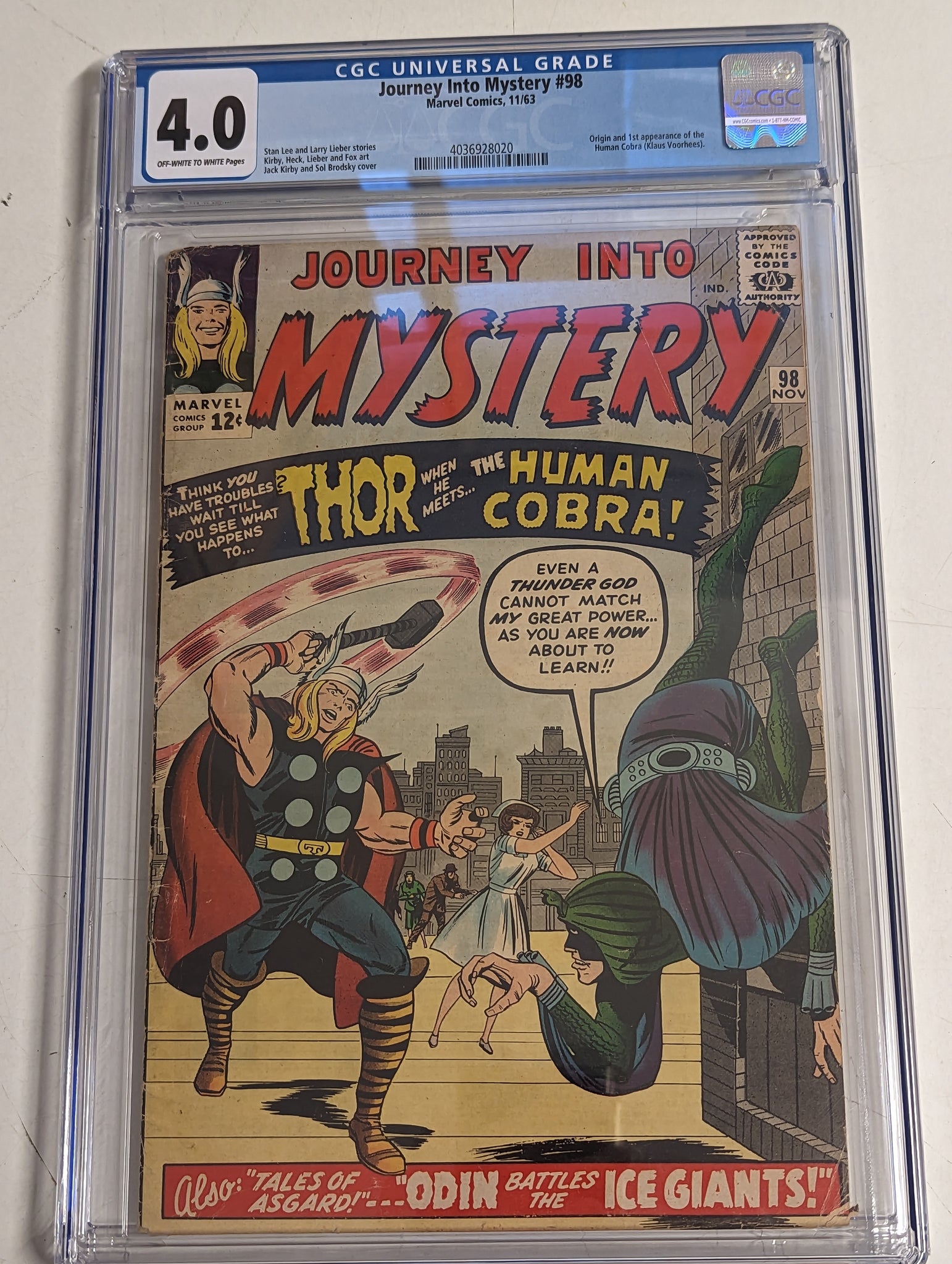 Journey Into Mystery #98 Certified Guaranty Company (CGC) Graded 4.0